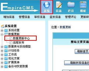 帝国cms后台网站数据更新功能详解,更新功能的使用
